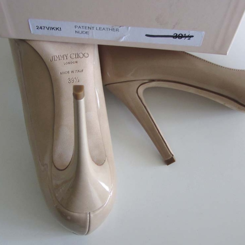 Jimmy Choo Nude Patent Leather Pointed-Toe Pumps - Picture 6 of 8